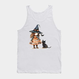 Cute Witch and Her Cat Tank Top